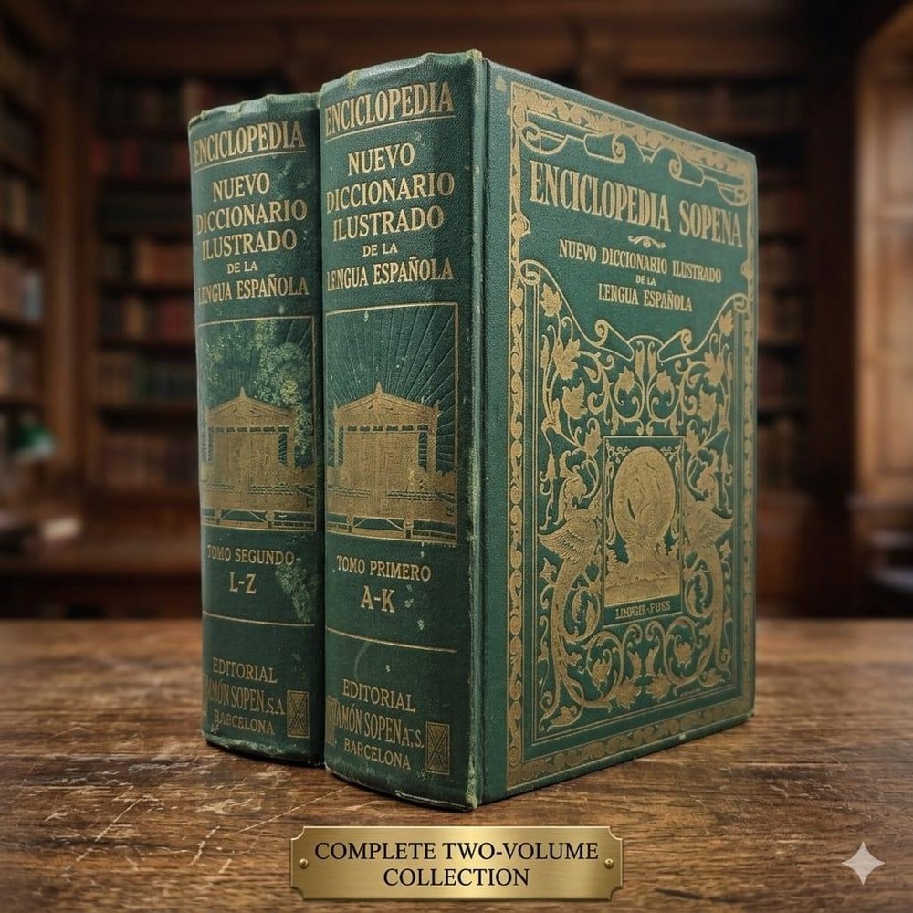 1948 Enciclopedia Sopena Nuevo Diccionario Ilustrado Lengua Española 2 Vol Set